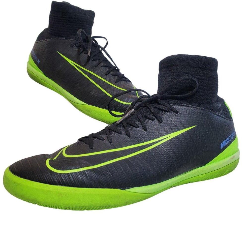 Nike JR MercurialX Proximo II IC Black Green Soccer Shoes 831973-034 Youth 6Y US